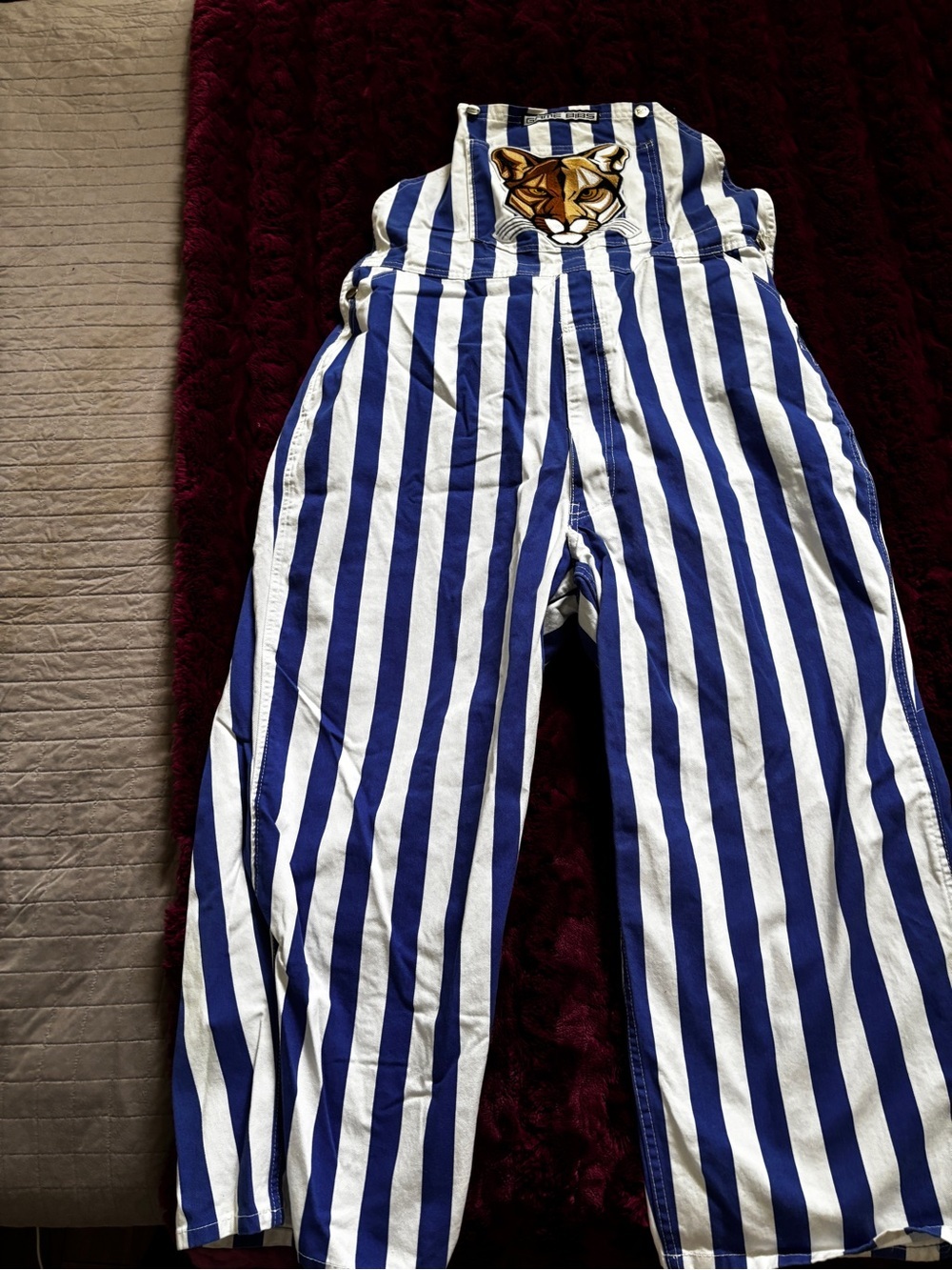 Penn State game day overalls size Striped Blue & White Overalls with patch
